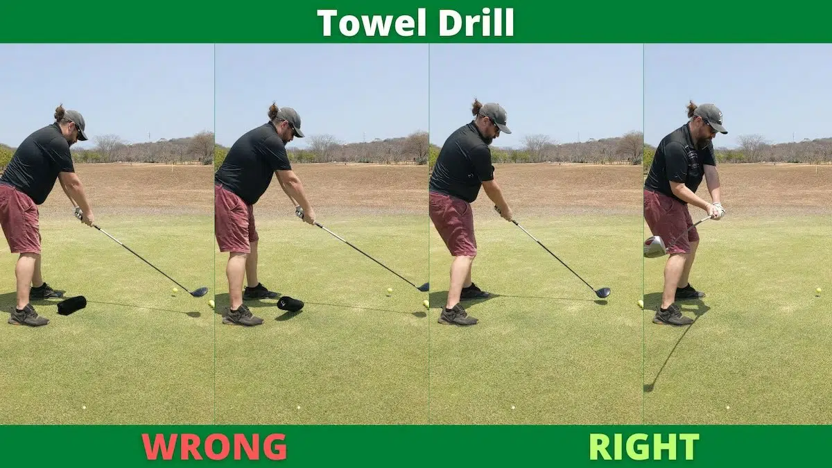 Towel drill to avoid hitting behind the ball, photo taken by Clint McCormick