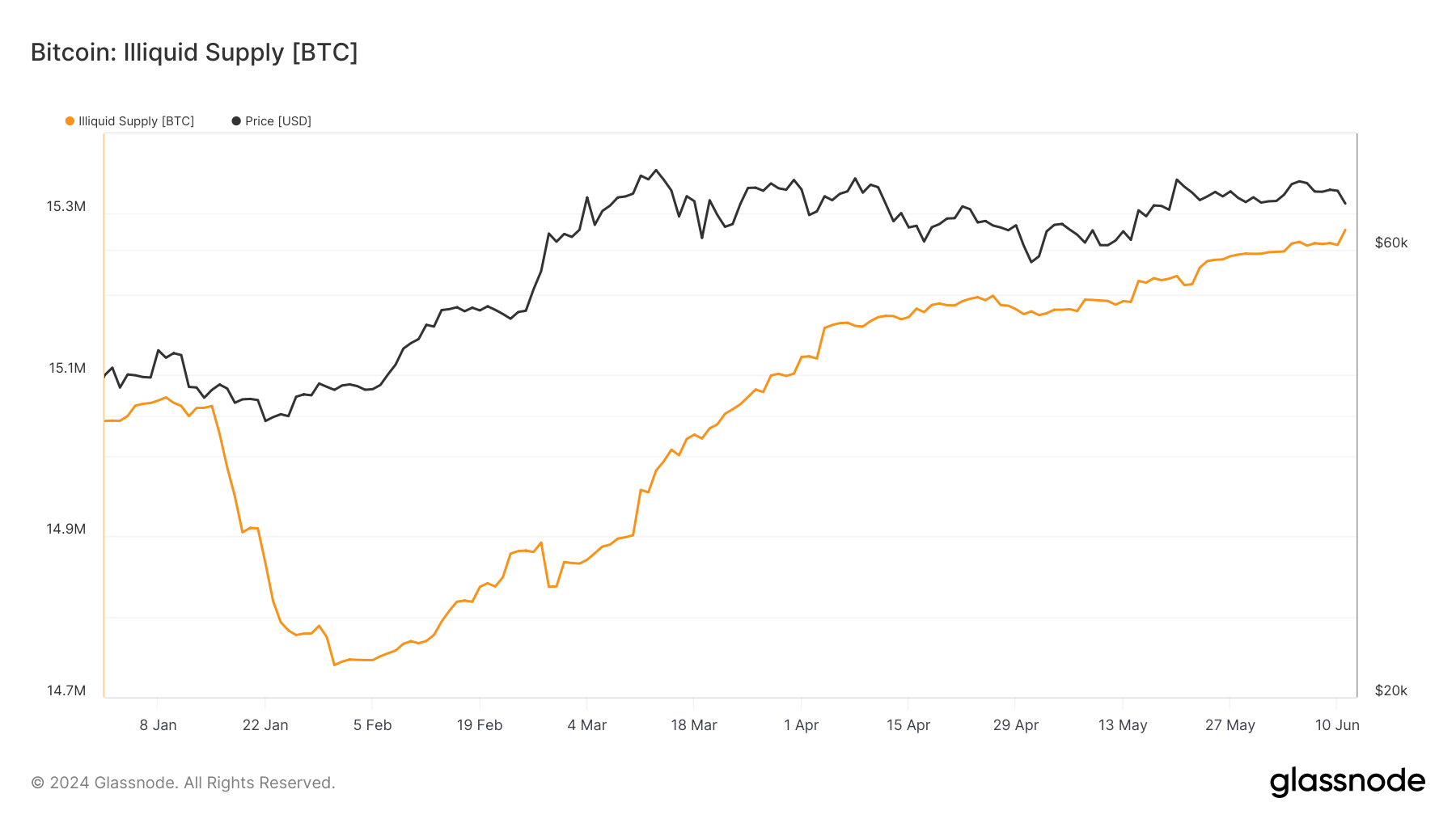 bitcoin illiquid supply ytd