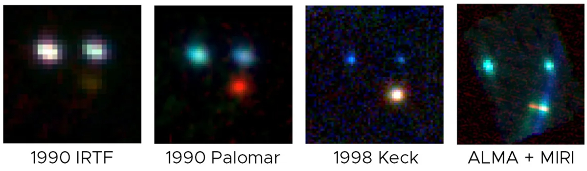 A comparison of images tkane by different telescopes showing the superior viewing power of JWST