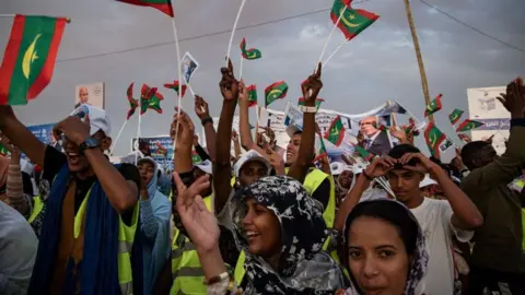 AFP Mauritanians stand in a political rally ahead of the presidential elections
