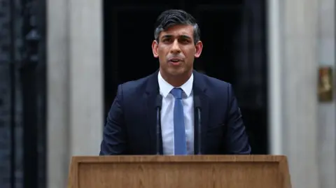 Getty Images Rishi Sunak announcing election outside No 10 Downing Street