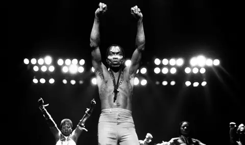 Getty Images Musician Fela Kuti performs at Orchestra Hall in Detroit, Michigan, in 1986