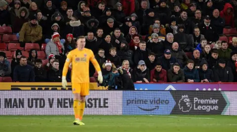 Getty Images Amazon logo on display at a Premier League football match