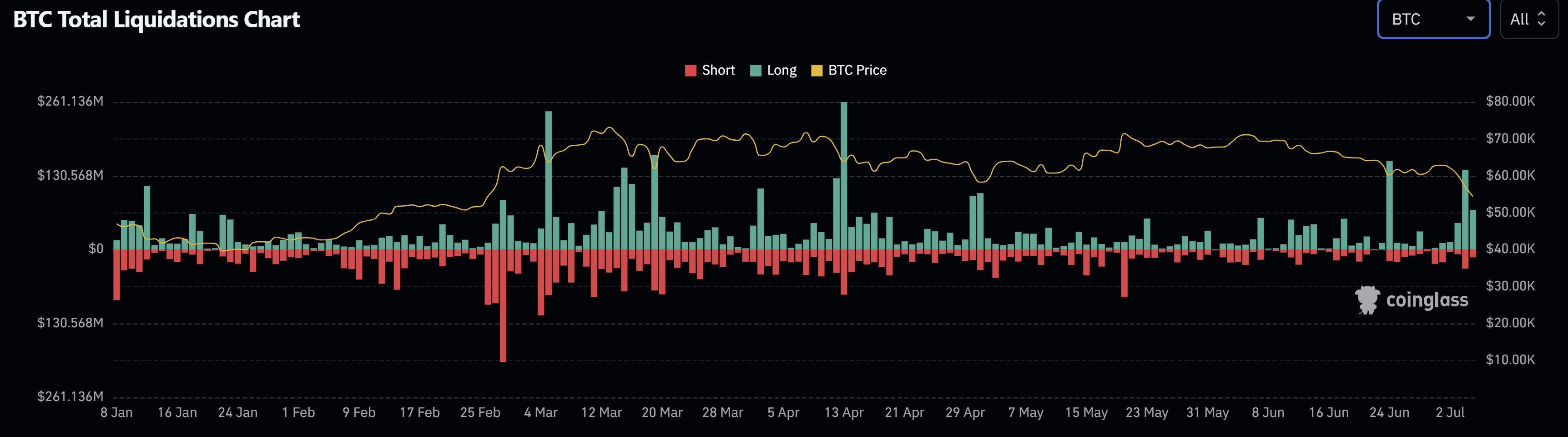 BTC Total Liquidations Chart