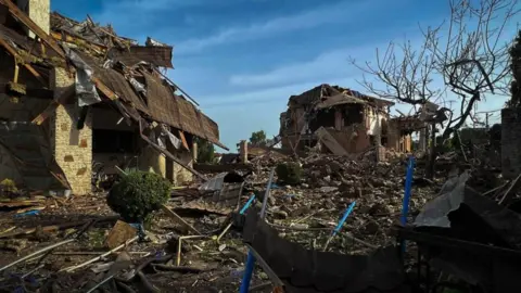 Reuters A view shows residential buildings damaged during a Russian missile strike, amid Russia's attack on Ukraine, in Kyiv region, Ukraine June 23, 2024