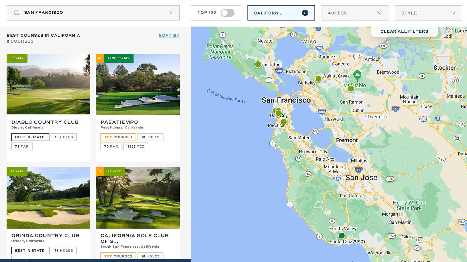 course finder search page