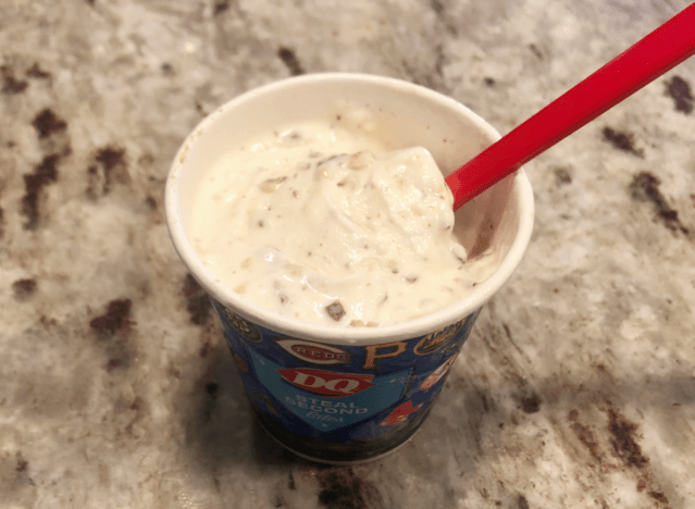 butterfinger blizzard from DQ on a counter 