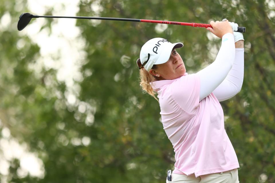 Lauren Coughlin plays her shot from the 13th tee during the second round of the 2024 CPKC Women's Open at Earl Grey Golf Club. (Vaughn Ridley/Getty Images)