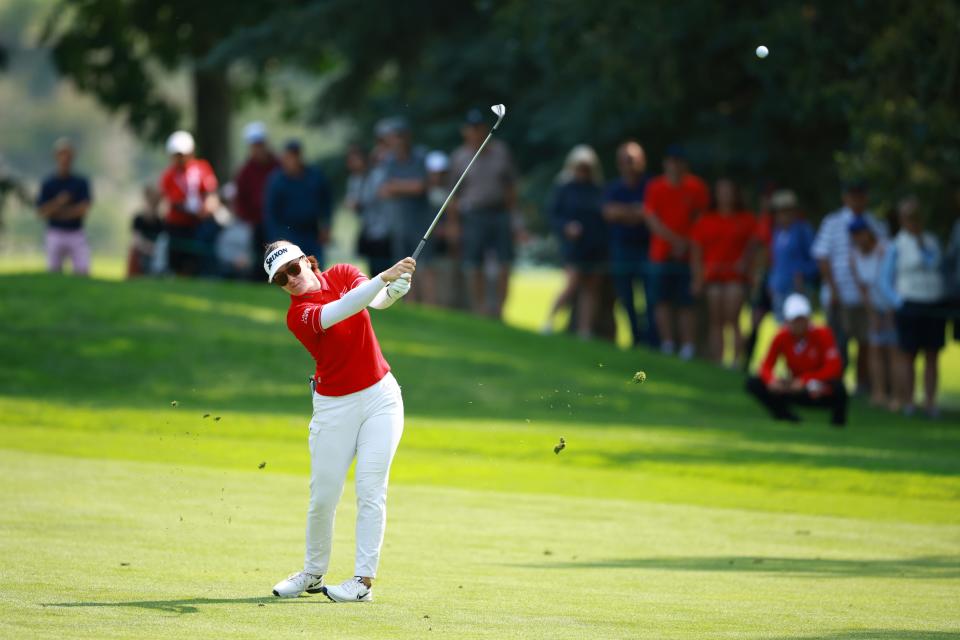 Hannah Green plays a shot on the second hole during the second round of the 2024 CPKC Women's Open at Earl Grey Golf Club in Calgary, Alberta. (Vaughn Ridley/Getty Images)