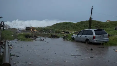 Reuters Sea waves break as Hurricane Beryl approaches Jamaica. Photo: 3 July 2024