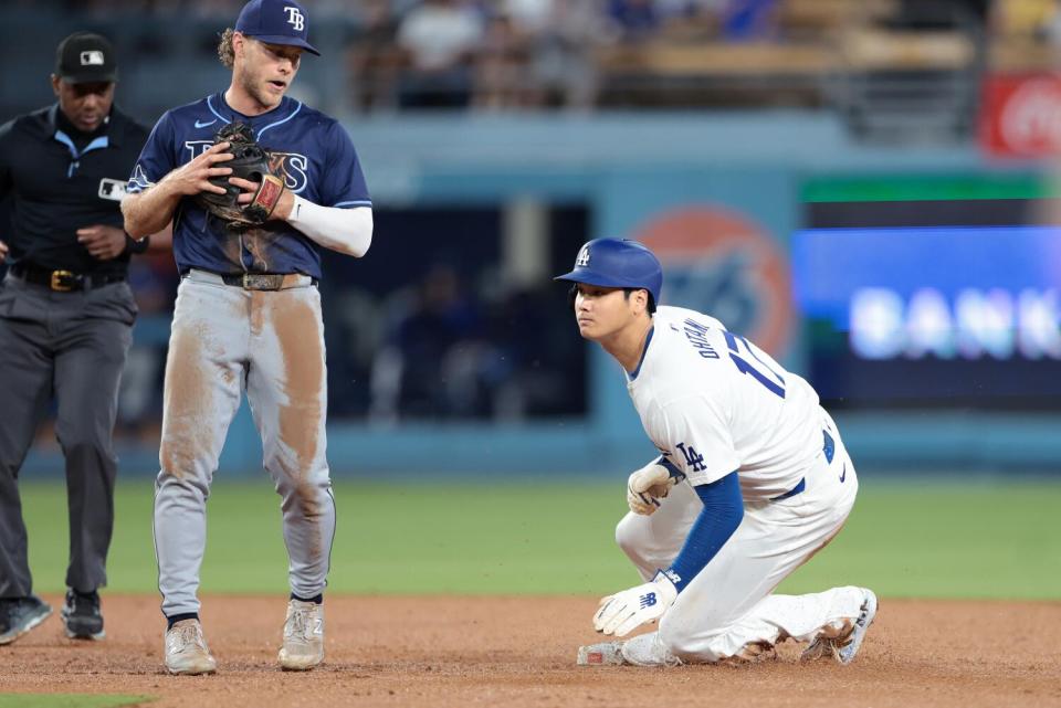 Shohei Ohtani stole his 40th base of the season against the Rays in the fourth inning Friday.