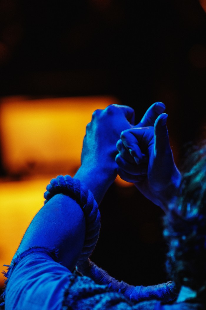 View of an actor using American Sign Language 