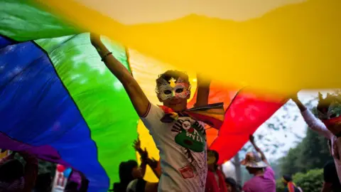 Getty Images A boy dances as he and others participate during the 4th Delhi Queer Pride 2011 March on November 27, 2011 in New Delhi, India