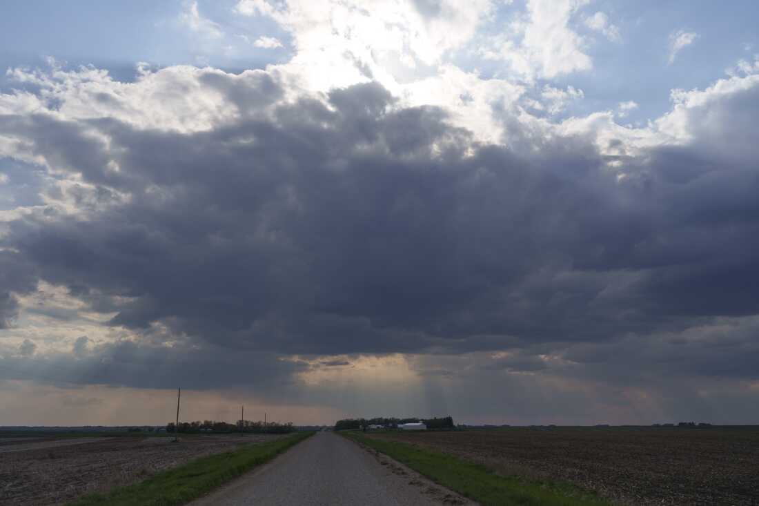 Rain clouds gather near the Haakenson family farm in Willow City, N.D., on May 21. Most of the small cattle and wheat farm has been in Sherwood Haakenson’s family for over 130 years.