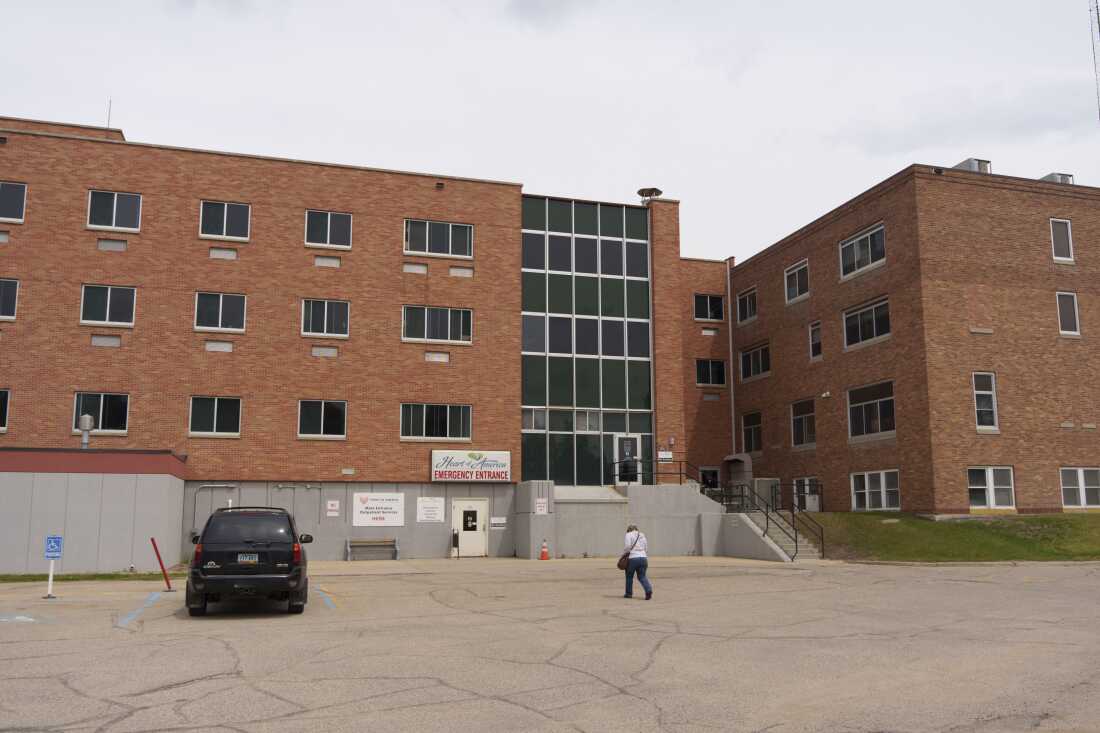 A person makes their way into the Heart of America Medical Center in Rugby, ND on May 21, 2024. The current critical access hospital, which is 120 years old and inefficiently designed, will be replaced with a modern, $62 million facility later this year.