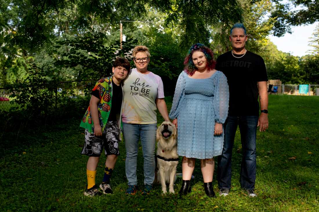 The Lanivich Family: Drexel Lanivich, 12, mom Margaret, Lopez, Lilla and dad Ian Lanivich in Rochester, Mich.