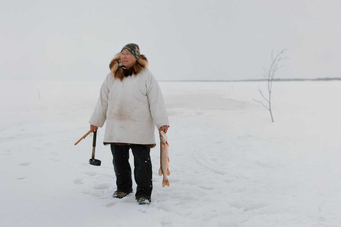 Dominic Hunt, 71, holds a catch from a blackfish trap on the Yukon River near Emmonak, Alaska. Dominic and his wife Lala are community volunteers with Qungasvik who help organize traditional subsistence activities like ice fishing and tool crafting. “Growing up, I rarely heard about suicide”, says Hunt, reflecting a view that’s echoed by many Elders who were alive prior to the era of residential boarding schools. It wasn’t until his own brother died by suicide that Hunt was first confronted by the issue head-on. “When we were young, leaving our families and being forced into this white man’s world, learning a different language…in that environment we were just like orphans.”