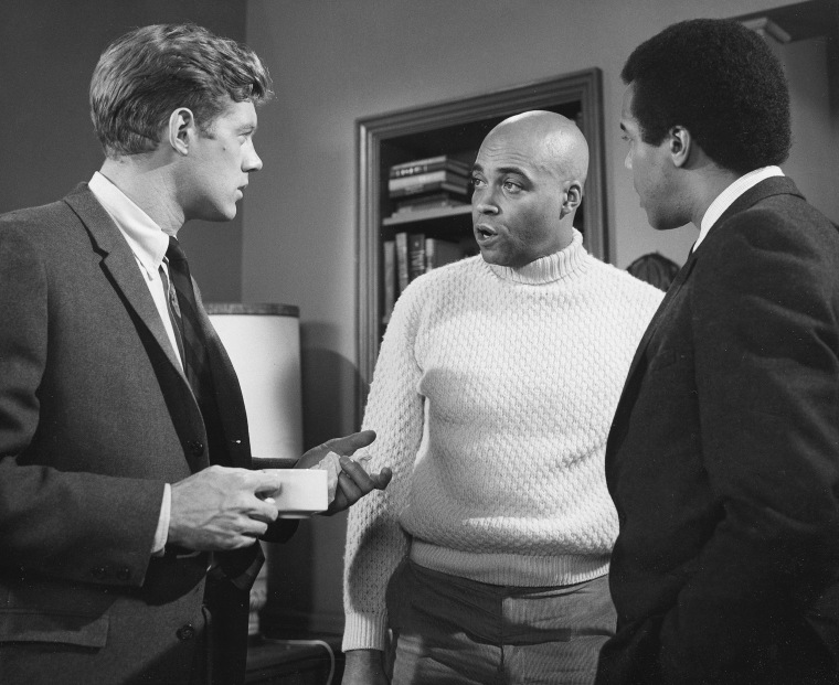 Frank Converse, Jones and Robert Hooks in a 1969 episode of the television series "N.Y.P.D."