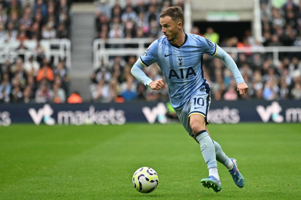 With Arsenal facing a crisis in midfield, Tottenham could have the advantage thanks to players like James Maddison (AFP via Getty Images)