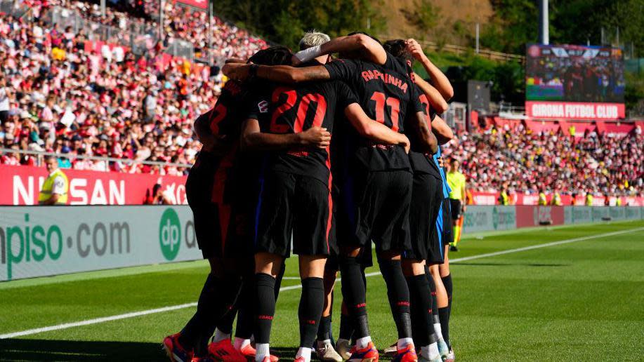 Barcelona celebrate a goal against Girona