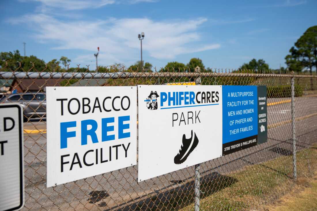 The front entrance to the PhiferCares Clinic outside Tuscaloosa, Alabama.