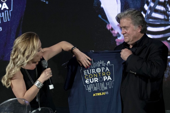 Steve Bannon with Giorgia Meloni