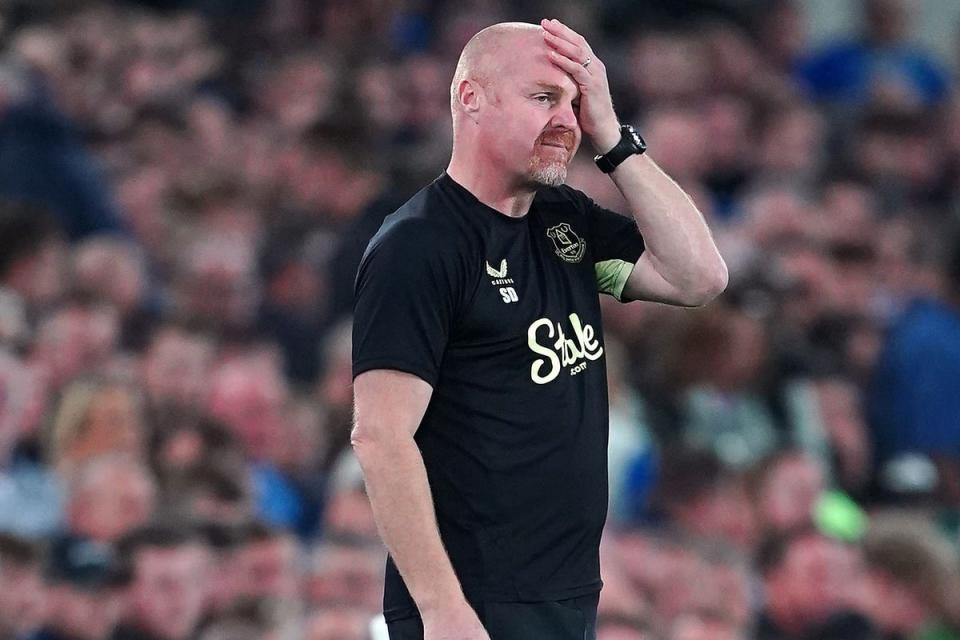 Sean Dyche shows his frustration during Everton’s Carabao Cup exit against Southampton (Peter Byrne/PA) (PA Wire)