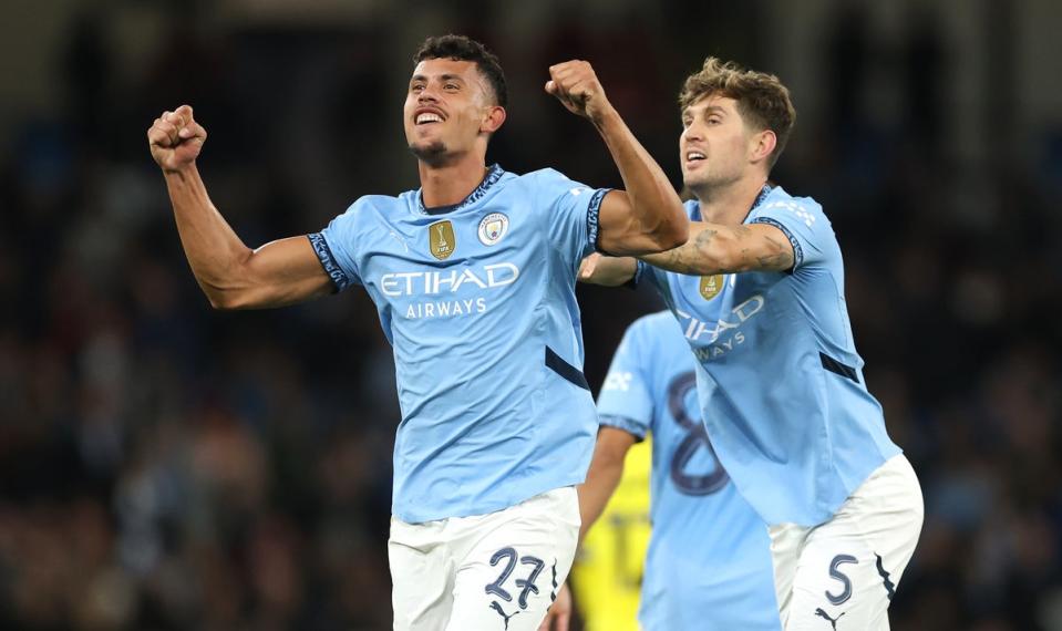 Nunes celebrates his first goal for City (Getty)