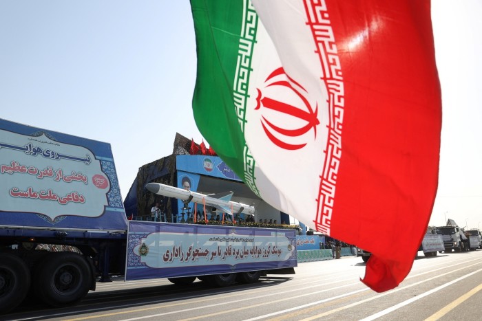 A Qader cruise missile is seen during a military parade in Tehran, Iran, this month