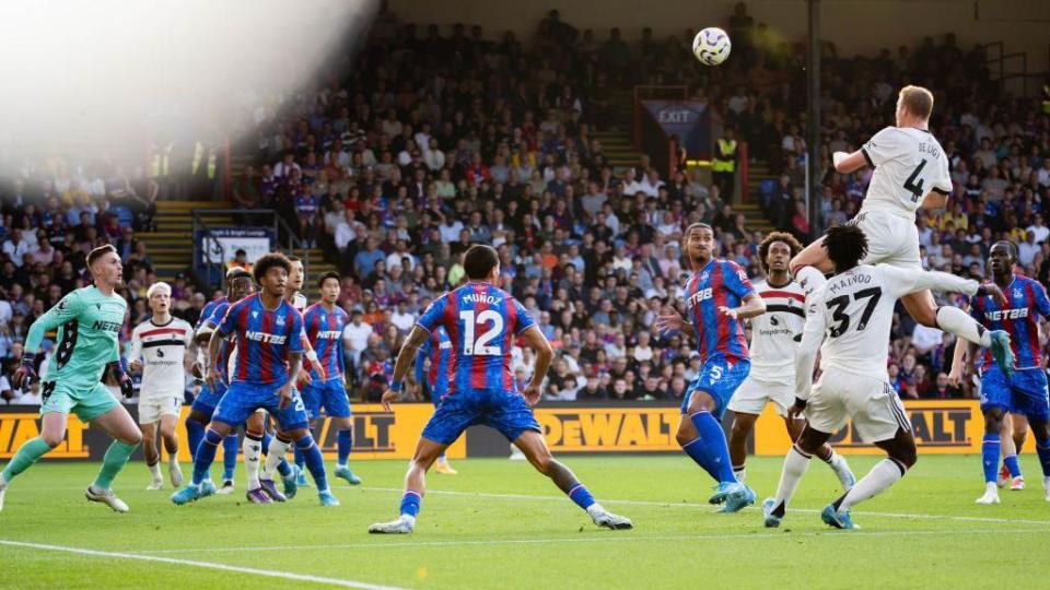 Matthijs de Ligt, Manchester United defender, rises to head the ball