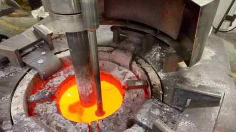 Molten rare earth elements being processed at the Rare Earth Processing Facility in Saskatoon, Saskatchewan