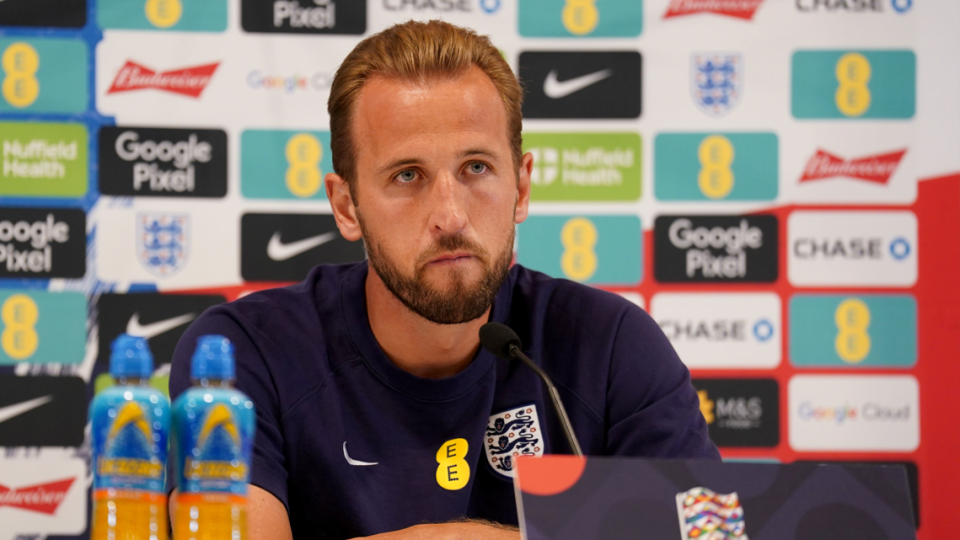 England captain Harry Kane speaks to the media before the game with the Republic of Ireland