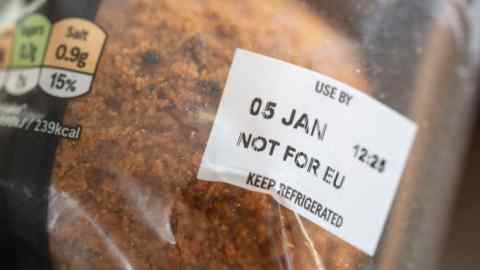 ‘Not for EU’ Tesco own brand food label for meat and fresh produce moving between Great Britain and Northern Ireland