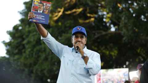 Nicolás Maduro speaks during a demonstration in August to defend his claimed victory in the presidential election in Venezuela