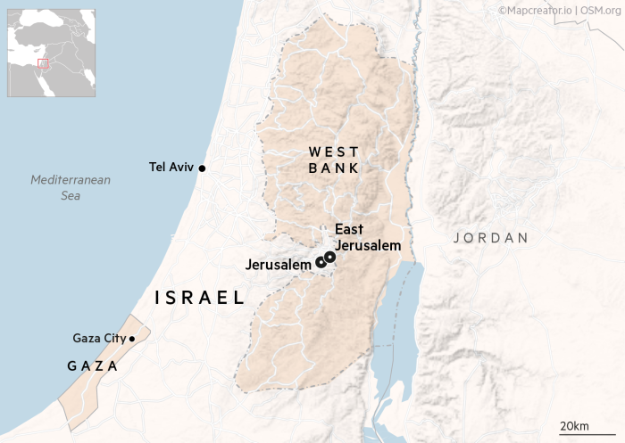 Map of Israel and the West Bank