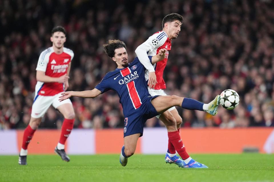 PSG couldn’t handle Arsenal’s strength and composure in a tough outing at the Emirates Stadium (PA)