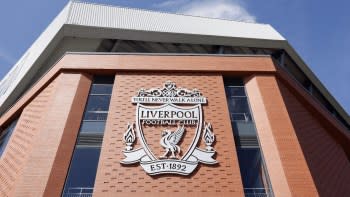 Club badge outside Anfield