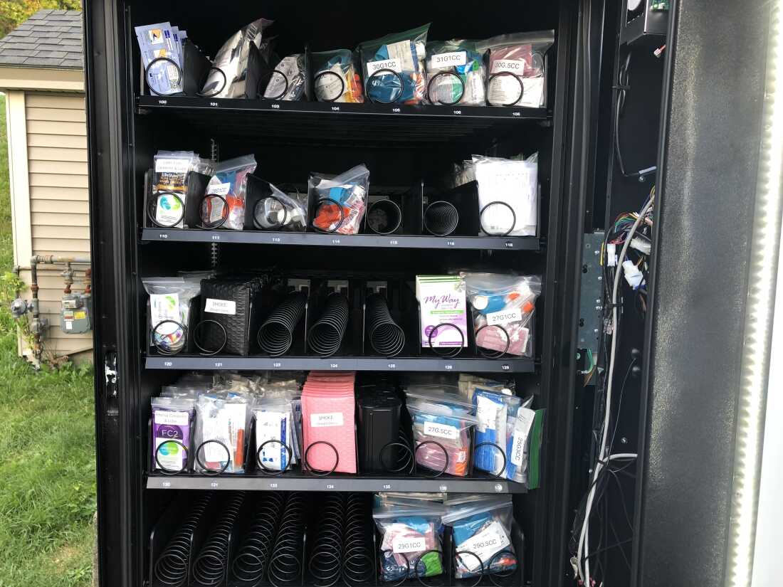 Harm reduction vending machines can be tailored for the items each program or clinic wants to distribute, and contains temperature controls to help preserve medications like Narcan.