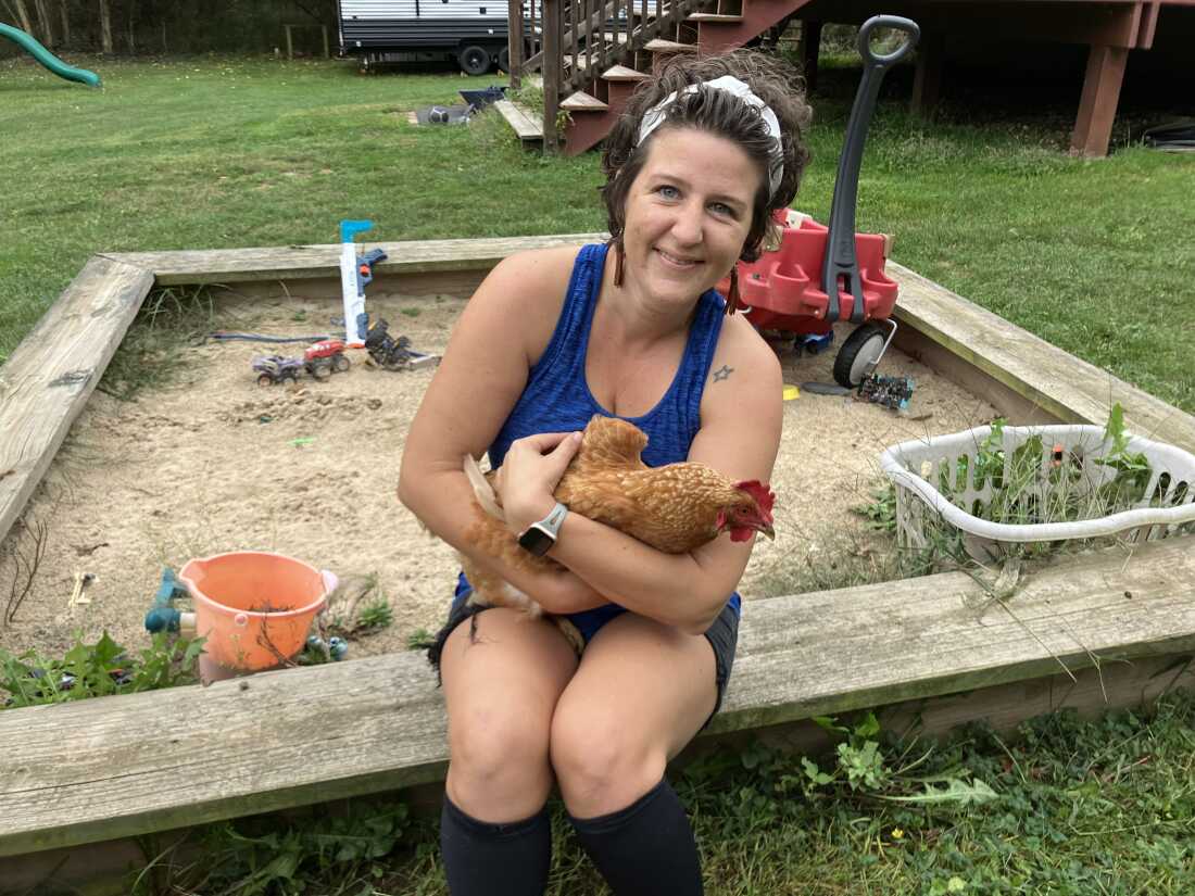 After developing long COVID in late 2020, Erica Hayes has struggled with chronic fatigue and brain fog. When she’s feeling well enough she enjoys spending time with her flock of 10 chickens